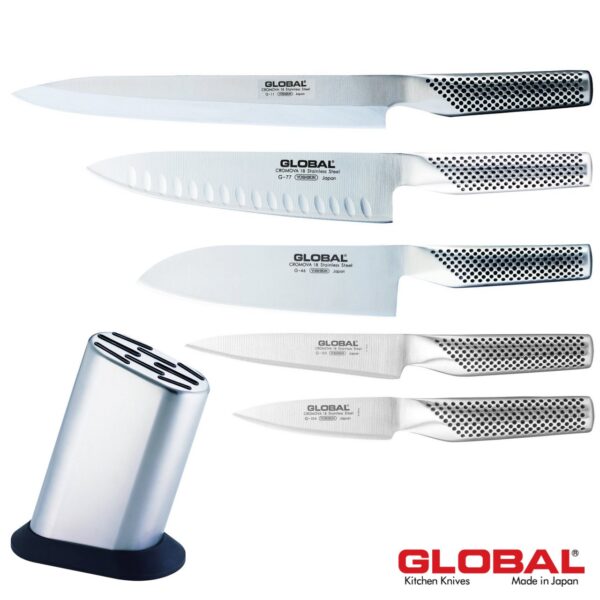 Set 5 coltelli Global Serie G + Ceppo portacoltelli Global - immagine 2