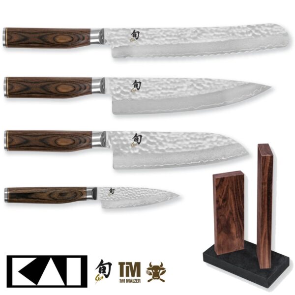Set 4 coltelli Kai Tim Malzer completo di ceppo magnetico Kai - immagine 2