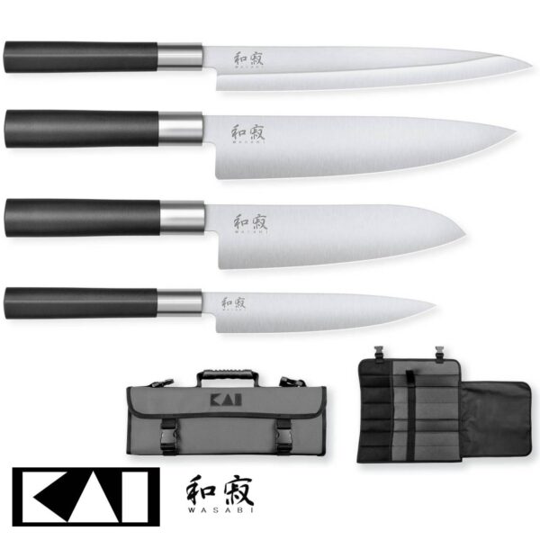 Set 4 coltelli Kai Wasabi Black + borsa portacoltelli Kai - immagine 2