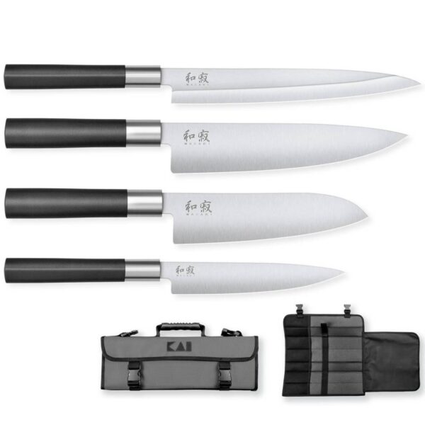 Set 4 coltelli Kai Wasabi Black + borsa portacoltelli Kai