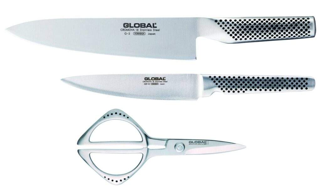 Set 2 coltelli Global + forbici da cucina Global