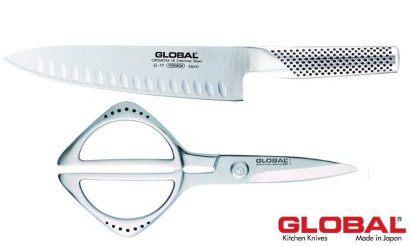 Set coltello da cuoco G-77 Global + forbice da cucina Serie G - immagine 2