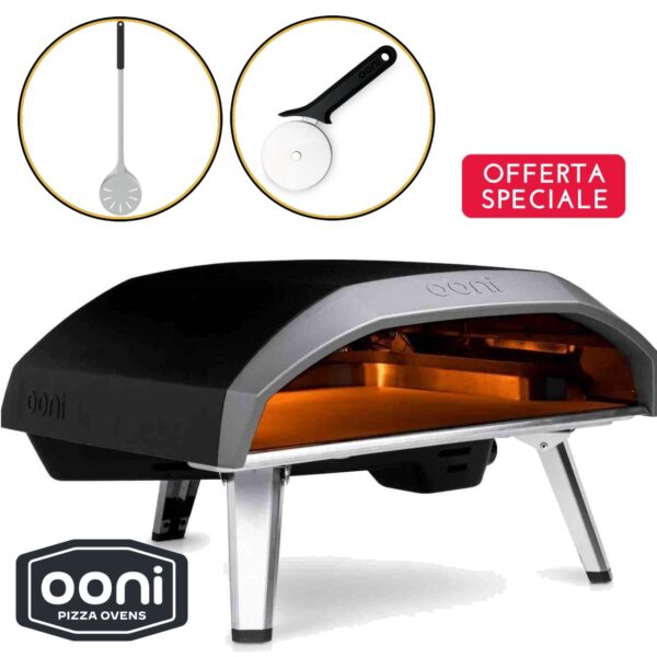 Set forno pizza Koda 16 Ooni + pala giro pizza Ooni + rotella taglia pizza Ooni - immagine 2