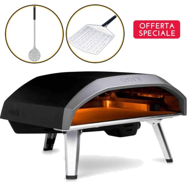 Set forno pizza Ooni Koda 16 + pala forata Ooni 35 cm  + giro pizza Ooni
