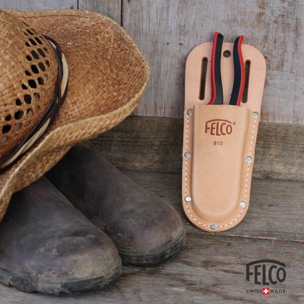 Custodia Felco 910 in cuoio con passante e clip a molla F910 - immagine 5