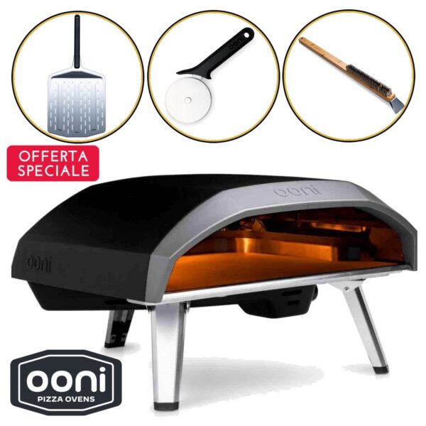 Set forno pizza Koda 16 Ooni + Pala 30 cm + rotella taglia pizza + spazzola pulizia - immagine 2
