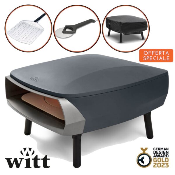 Set forno pizza Etna Rotante 2.0 Witt + pala in alluminio + copertura + rotella Witt - immagine 2