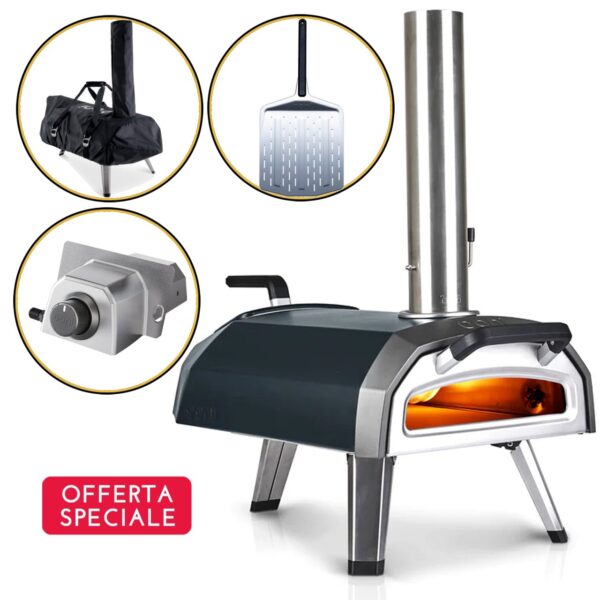 Set forno pizza Ooni Karu 12G + pala forata + copertura + bruciatore