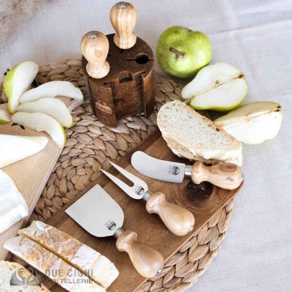 Set mini ceppo Due Cigni in olivo con 5 coltelli da formaggio 2C 300 - immagine 5