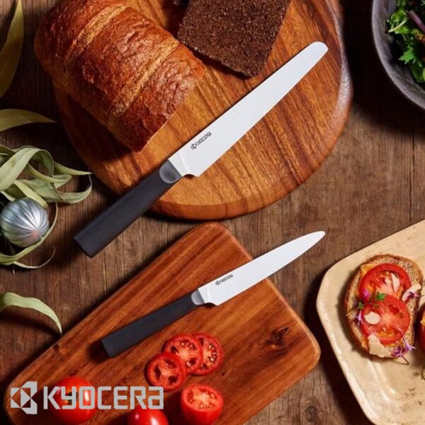 Coltello ceramica Kyocera Chowa da Pane microzigrinato 18 cm TK181WHBK - immagine 3