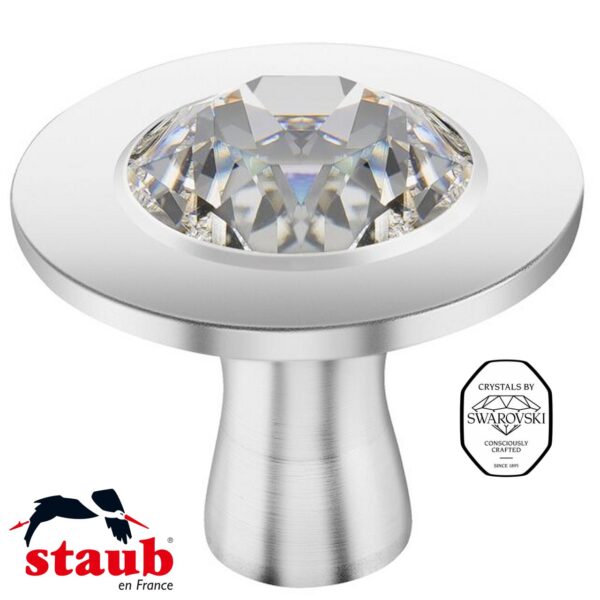 Pomello Staub Swarovski rotondo da 4 cm in acciaio inox 1031072 - immagine 2