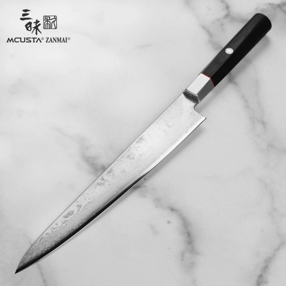 Coltello Sujihiki 24cm Mcusta Zanmai Hybrid Damascus Splash HZ2-3010DS - immagine 3