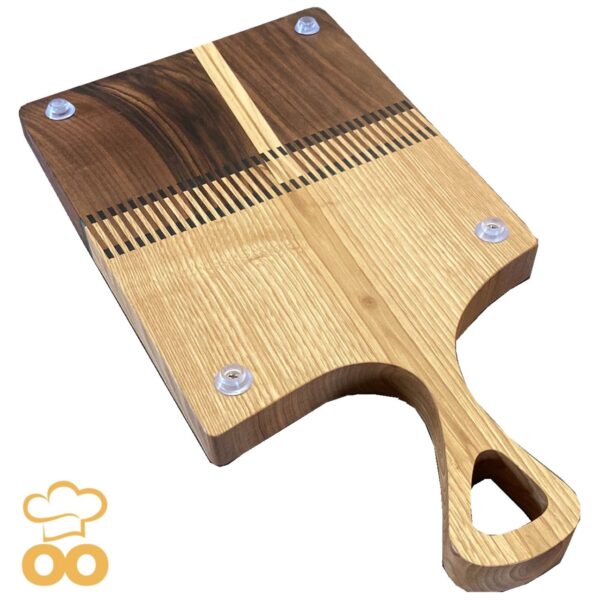 Tagliere artigianale in legno di noce e frassino con inserti in resina TA013 - immagine 4