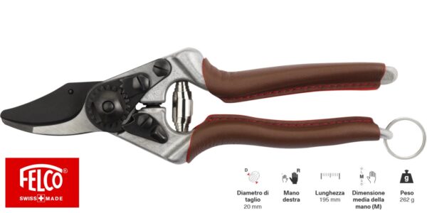Cesoie Felco 6 Elite con manico in pelle + lama ricambio F06EL - immagine 2