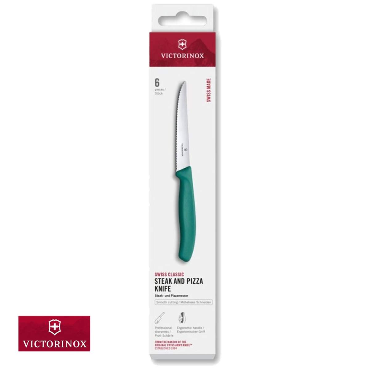 Set 6 coltelli bistecca Victorinox Swiss Classic manico verde V-6.7234.6C1 - immagine 3