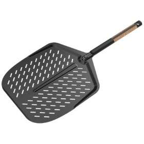 Pala forata Witt da 35,5 cm in alluminio nero manico sughero WI1036.no logo